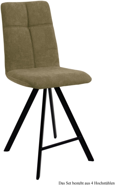 Thekenstuhl drehbar (4er-Set) Drucill 47x109x60 Schwarz/Olivgrün