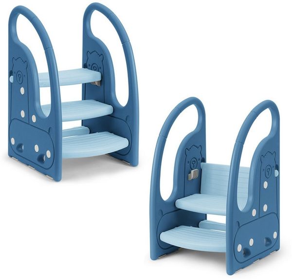 OUNUO Kinderhocker Kind-Tritthocker Kunststoff 3 Stufen mit breiten Stufen für 2 Jahre ab