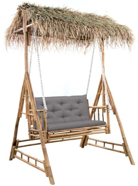 vidaXL Hollywoodschaukel mit Palmblättern und Kissen 202 cm Bambus 3063934