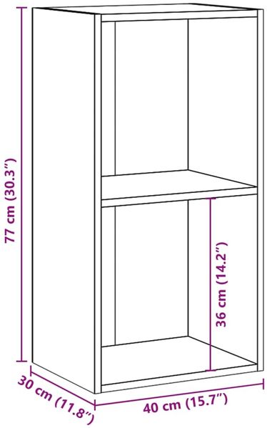 vidaXL Bücherregal 2 Fächer Betongrau 40x30x76,5 cm Holzwerkstoff 800931 Bild 10