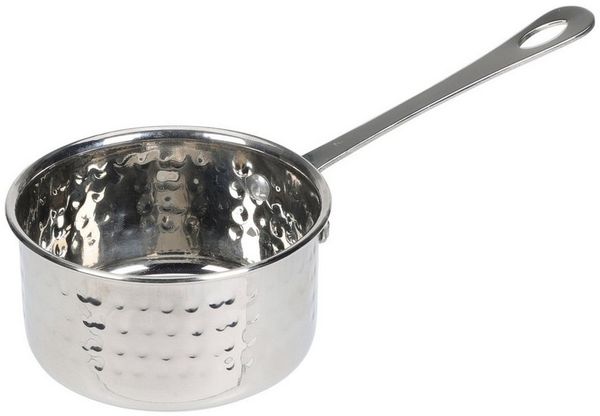 HAC24 Serviertopf Soßentopf Stieltopf Stielkasserolle Sossentopf, Edelstahl (1-tlg), mit Stiel ø 10 cm Fassungsvermögen 300 ml