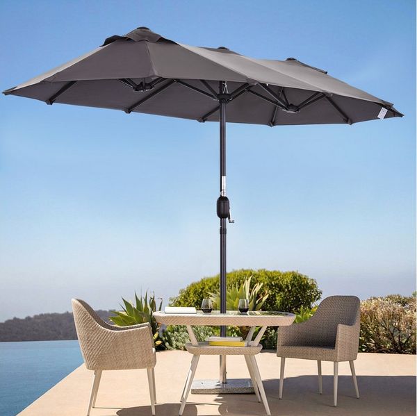 Angel Living Sonnenschirm Doppelsonnenschirm Marktschirm Gartenschirm Terrassenschirm, Sonnenschutz UV50+, 297 x 153cm