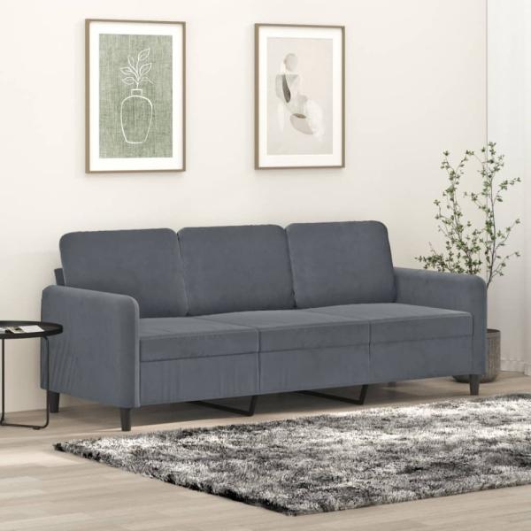 vidaXL 3-Sitzer-Sofa Dunkelgrau 180 cm Samt