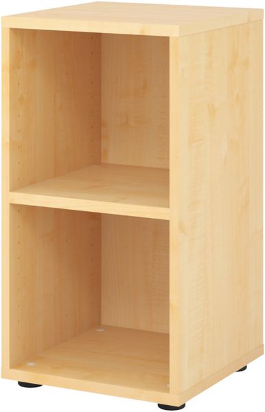 bümö Regal Ahorn, Standregal aus Holz für 2 Ordnerhöhen - Bücherregal klein 40 cm schmal, Aktenregal für Ordner & Bücher, kleines Büroregal, Holzregal, Ordnerregal, Buchregal Dachschräge, 924RE-3