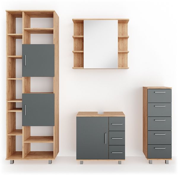 Badmöbel-Set Ilias Eiche 4 Teile Vicco