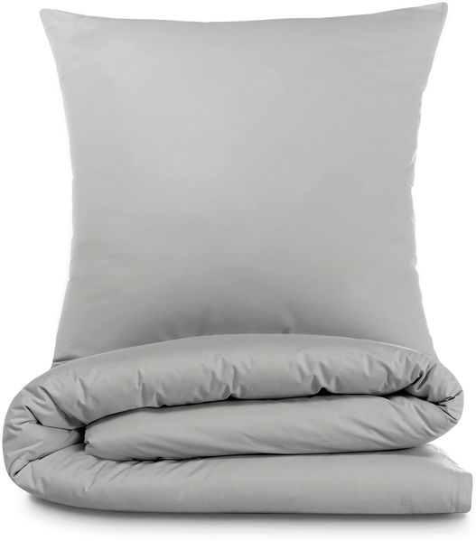 Alreya 3 TLG Renforcé Bettwäsche 200x200 cm mit 2 Kissenbezuge 80x80 cm - 100% Baumwolle mit YKK Reißverschluss, Superweiches Bettbezug, Grau
