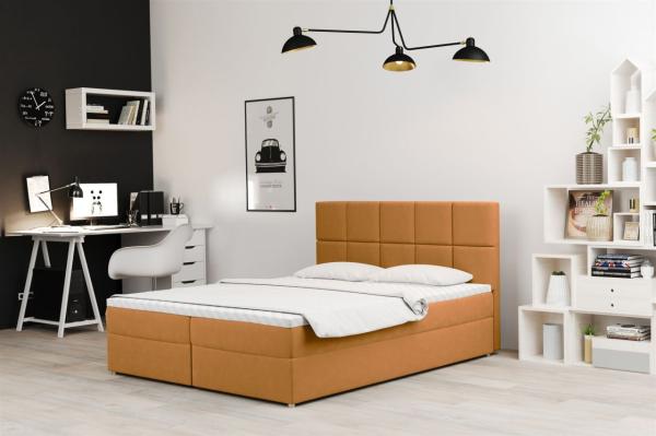 Boxspringbett Schlafzimmerbett FRASCO 160x200cm in Stoff Soro Safran