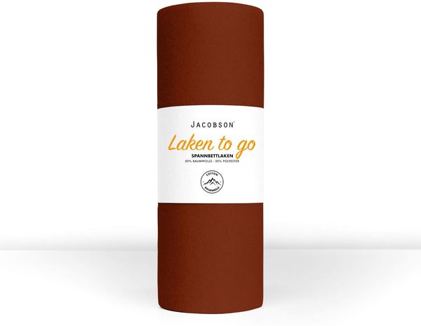 Jacobson Laken to GO Spannbettlaken Jersey Spannbetttücher Bettlaken 50% Baumwolle 50% Polyester (120x200-130x200 cm 1er Set, Schokobraun)