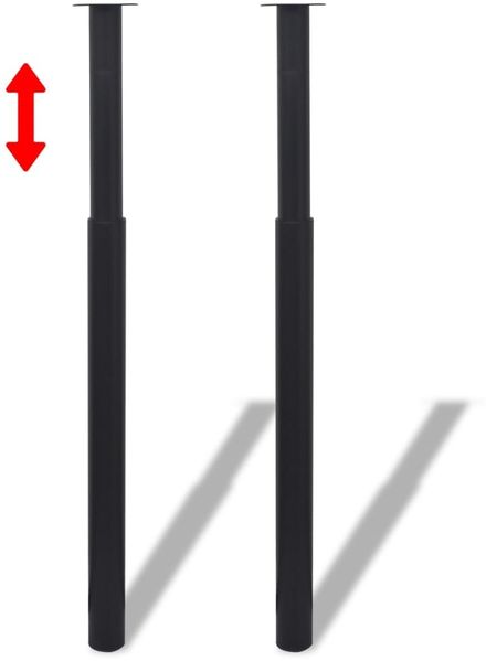 2 x Teleskopfuß Tischfuß Stützfuß Tischbein Schwarz 710 mm-1100 mm 242153