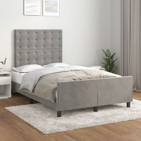 vidaXL Bettgestell ohne Matratze Hellgrau 120x190 cm Samt 3270602