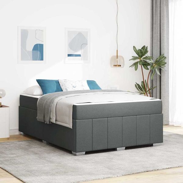 vidaXL Bettrahmen mit Matratze Dunkelgrau 140 x 200 cm Stoff 3398287