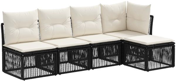 vidaXL Gartensofa-set 5 pcs Schwarz Poly-Rattan 3434191