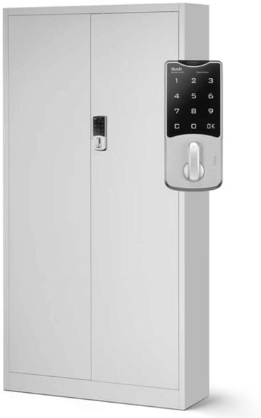 Metallschrank abschließbar DANIEL - Zahlenschloss, 5 Ebenen | Aktenschrank Büroschrank Stahl Mehrzweckschrank Werkstatt Werkzeugschrank, 185x90x40cm Grau
