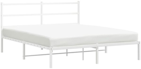 Doppelbett, Bettgestell Modernen mit Kopfteil Metall Weiß 150x200 cm d732e