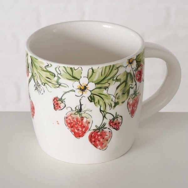 Boltze Keramiktasse mit Erdbeeren STRAWBERRY 450 ml