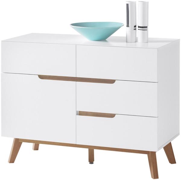 Kommode >Griffith< in Weiß/Matt aus MDF - 97x76x40cm (BxHxT)