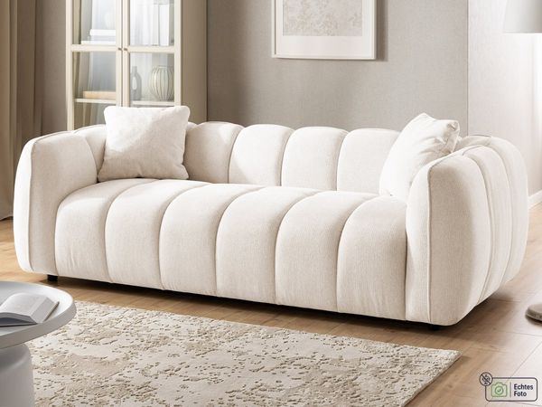 S-Style Möbel Sofa 3-Sitzer Nubira in tief gesteppter Bubble-Optik aus Strukturstoff, mit modernem Design und Wellenfederung