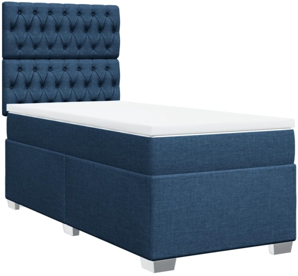 vidaXL Boxspringbett mit Matratze Blau 80x200 cm Stoff 3290328