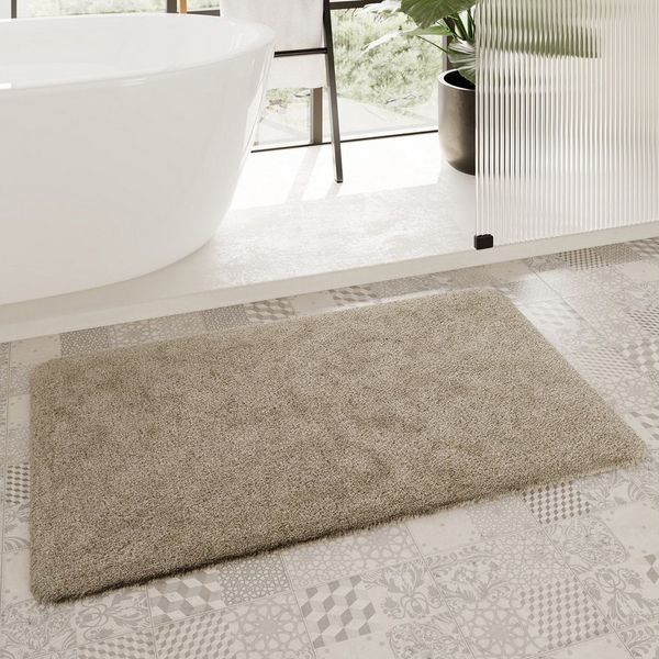 Homie Living Badematte Porto Azzurro, Höhe 30 mm, rutschhemmend beschichtet, schnell trocknend, fußbodenheizungsgeeignet, Polyester, rechteckig, Badteppich, uni, rechteckig & rund, waschbar, Badezimmerteppich