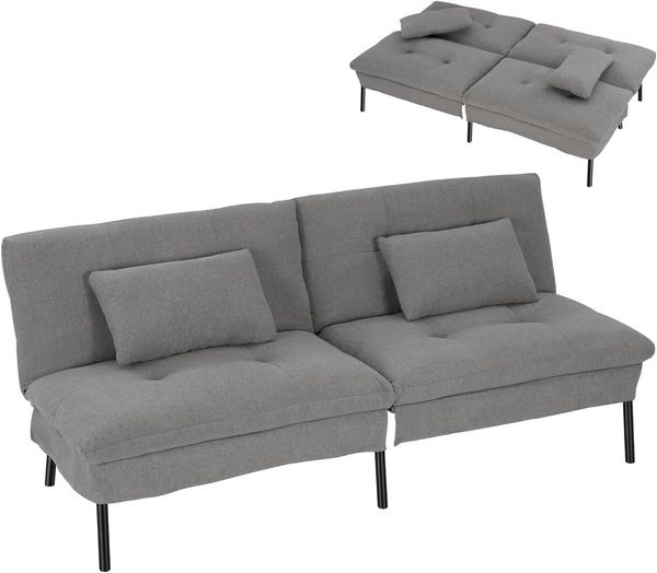Woltu Schlafsofa, 2-Sitzer-Schlafsofa rutschfest mit 2 Kissen Verstellbarer Rückenlehne