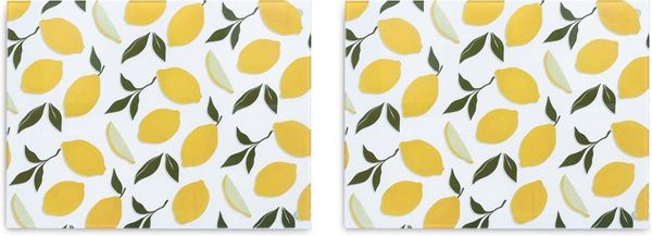 Zeller Present Schneidebrett Glasschneideplatte "Lemons", 2er Set, Sicherheitsglas, (Set, 2-St), Silikonfüße