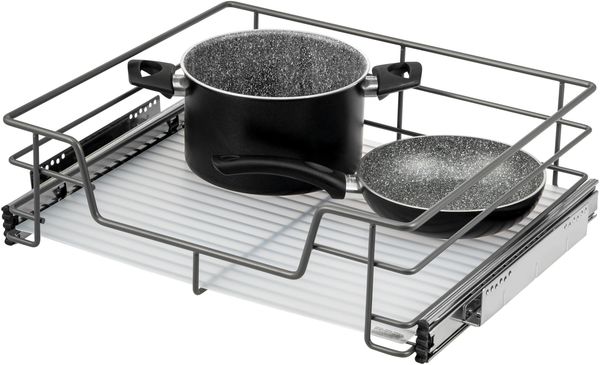 Teleskopschublade für 60 cm Schrank mit Einlegeboden Küchenschublade, grau