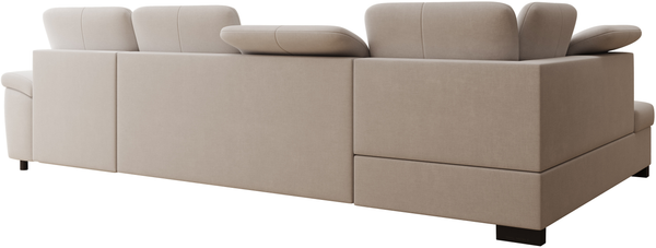 Ecksofa Mondo, Sofa mit Schlaffunktion und Bettkasten, Couch U-Form, Sofa Links, Chenille-Stoff WIND, 329 x 103 x 215 cm, Beige Bild 8