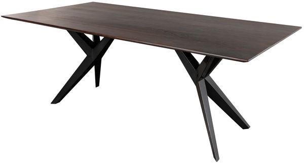 Esstisch Akazie 160x90x76 braun lackiert Beine anthrazit glänzend SWISS EDGE #13