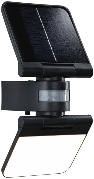 Solar LED Wandfluter Lesla Dämmerungsgesteuerter Bewegungsmelder (IR) IP65 eckig 150x319mm 3000K 12,5W 1000lm 3,7V Anthrazit Kunststoff