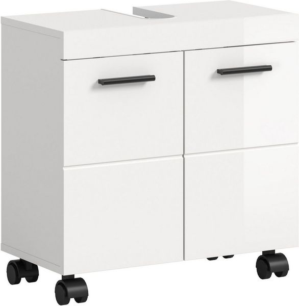 welltime Waschbeckenunterschrank AVON, Breite 60 cm, 2 Türen, 1 Einlegboden, 2 Fächer (mit Siphonausschnitt 22x8 cm, Rückwand mit Ausschitt) Badmöbel, Badschrank, Unterschrank, Waschtisch, Kommode, Bad