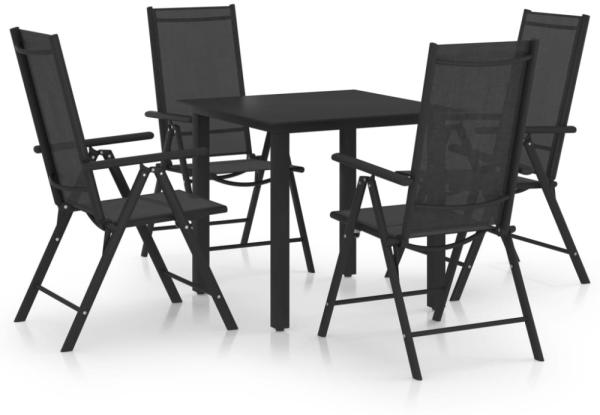 vidaXL 5-tlg. Garten-Essgruppe Aluminium Schwarz 3070631