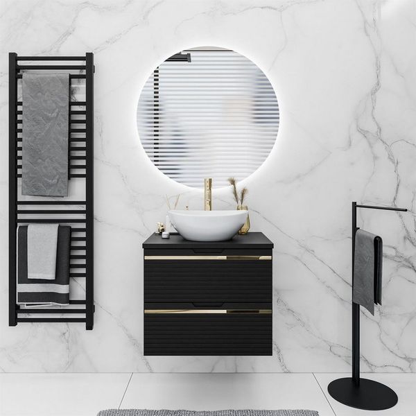 Lookway Badmöbel-Set ARTEMIS I 60 cm Badezimmer-Set mit Waschbeckenunterschrank und Spiegel, (Badezimmerschrank mit wählbarem Spiegel, Becken und Armatu), mit Soft-Close-System