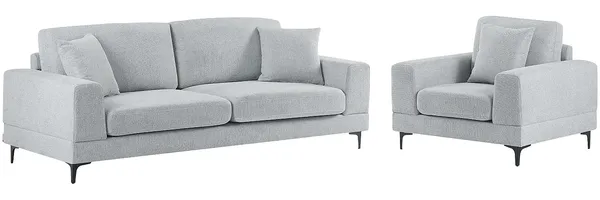 Vente-unique - JAMOLO Sofa and armchair set Stoff Grau - B 89 cm x H 82 cm x L 107 cm227 cm