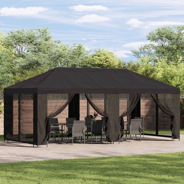vidaXL Pavillon mit Seitenwänden 6x3 m Anthrazit Polyester und Stahl 3376021