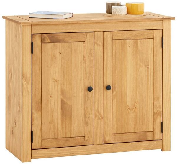 CARO-Möbel Kommode CANCUN, Sideboard aus Kiefer Massivholz 2 Türen Flur, Wohnzimmer Aufbewahrung
