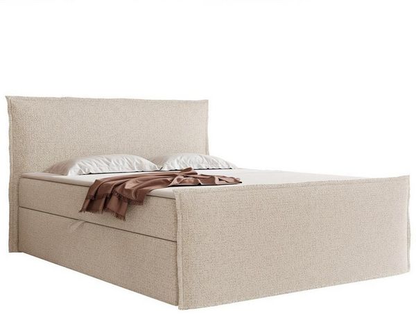 Compleo Boxspringbett Boucle oder Chenille-Stoff, Boxspringbett mit 2 Bettkasten (Größen zur Auswahl, optional mit Topper), Zeitlos-moderner klassischer Stil