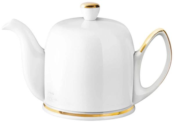 Guy Degrenne Teekanne 4 Tassen Salam weiß mit goldfarbenem Liniendekor