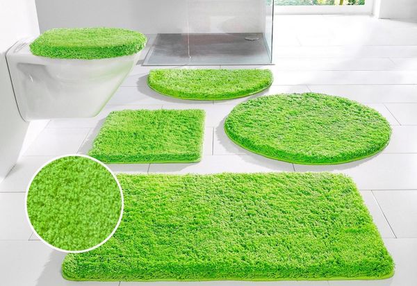 OTTO home Badematte Sanremo, Badvorleger, Badezimmer Teppich, sehr weich, Höhe 30 mm, rutschhemmend beschichtet, fußbodenheizungsgeeignet, schnell trocknend, Polyester, rechteckig, 3-tlg. Stand-WC Set, Badteppich, unifarben, rechteckig, rund & als 3-tl...