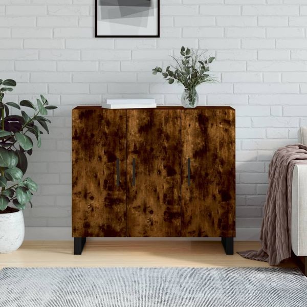 vidaXL Sideboard Räuchereiche 90x34x80 cm Holzwerkstoff 828137