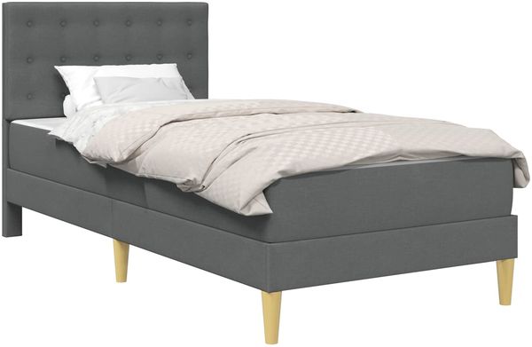 vidaXL Bettgestell mit Matratze Dunkelgrau 90 x 200 cm Stoff 3415089 Bild 2
