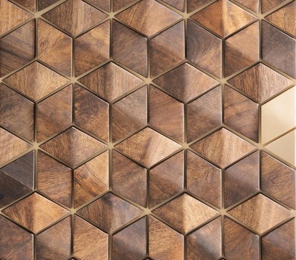 Highboard III 99x139cm "Assuan" Mango & Metall goldfarbig WZ-0462 Bild 3