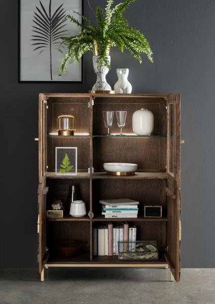 Highboard III 99x139cm "Assuan" Mango & Metall goldfarbig WZ-0462 Bild 2