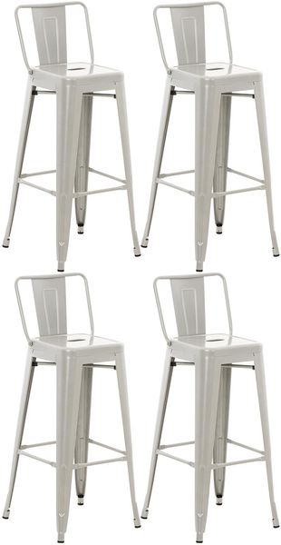 CLP Barhocker 4er Set mit Lehne im Industrial-Look Mason, mit Rückenlehne,silber