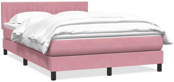 vidaXL Boxspringbett mit Matratze Rosa 140x220 cm Samt 3316454