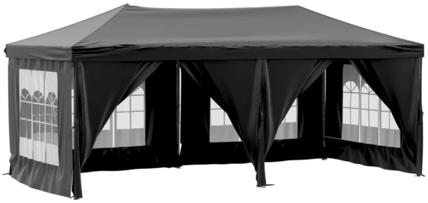 vidaXL Partyzelt Faltbar mit Seitenwänden Schwarz 3x6 m 93546
