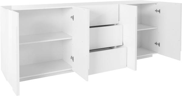 Sideboard >Piacenza< in Weiß-Hochglanz - 220x86x44cm (BxHxT) Bild 3