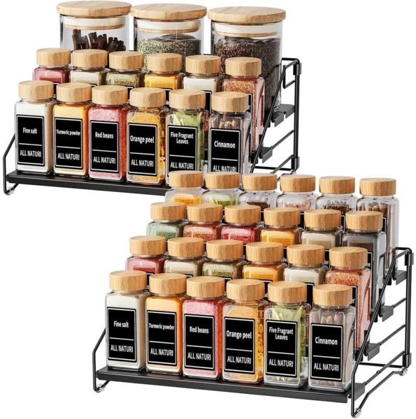 4 Etagen Gewürzregal Stehend Metall Schwarz Einstellbar 34cm - 2Pack