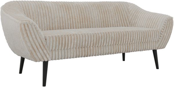 Sofa, Wohnzimmersofa PIRS 3, Skandinavisches Sofa 3-Sitzer, Sofa mit Wellenfederung, schwarze Füße, Breite 180 cm Hoher Sitzkomfort - Beige Cord Bild 6