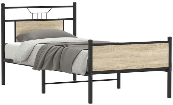 vidaXL Bettgestell ohne Matratze Sonoma-Eiche 75x190 cm Holzwerkstoff 4106970