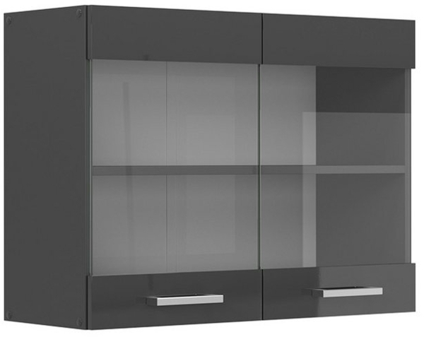 Küchenglasschrank R-Line Anthrazit Hochglanz 80 cm Vicco